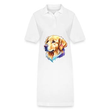 Aquarelles Golden Retriever - Robe polo bio PAIGER Stanley/Stella Femme - blanc - Devant