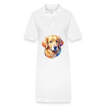 Aquarelles Golden Retriever - Robe polo bio PAIGER Stanley/Stella Femme - blanc - Devant