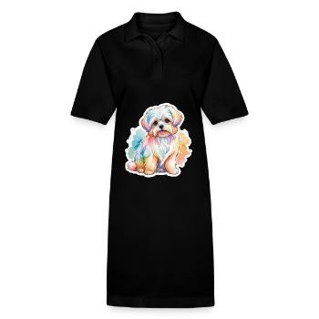 Malteser Watercolors - Stanley/Stella PAIGER Organic Women’s Polo Dress - black - Front