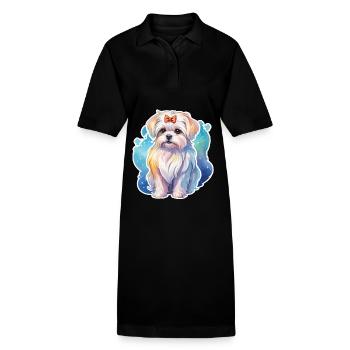 Malteser Wasserfarben - Stanley/Stella Frauen Bio-Polokleid PAIGER - Schwarz - Vorne