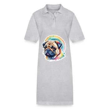 Mops Wasserfarben - Stanley/Stella Frauen Bio-Polokleid PAIGER - Schwarz - Vorne