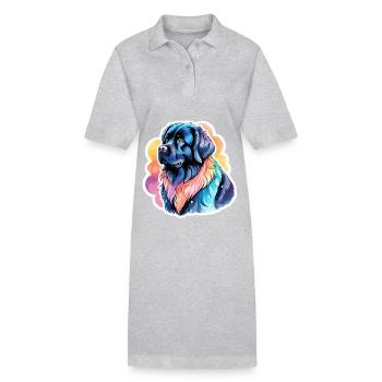Neufundländer Wasserfarben - Stanley/Stella Frauen Bio-Polokleid PAIGER - Schwarz - Vorne