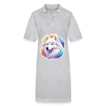 Samojede Wasserfarben - Stanley/Stella Frauen Bio-Polokleid PAIGER - Schwarz - Vorne