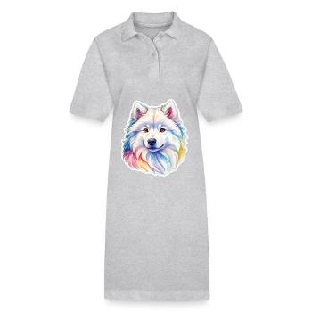 Samojede Wasserfarben - Stanley/Stella Frauen Bio-Polokleid PAIGER - Schwarz - Vorne