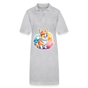 Welsh Corgi Pembroke Wasserfarben - Stanley/Stella Frauen Bio-Polokleid PAIGER - Schwarz - Vorne