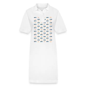 Minimalist Sardines and Waves Pattern for Summer - Stanley/Stella PAIGER Organic Women’s Polo Dress - white - Front