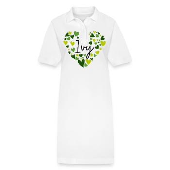 Conception de nom de lierre avec des cœurs verts en forme de cœur - Robe polo bio PAIGER Stanley/Stella Femme - blanc - Devant