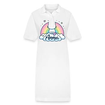 Anna Name Vorname Einhornkatze - Stanley/Stella Frauen Bio-Polokleid PAIGER - Weiß - Vorne