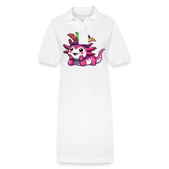 Mardi Gras Axolotl: Karnevals-Freude - Stanley/Stella Frauen Bio-Polokleid PAIGER - Weiß - Vorne