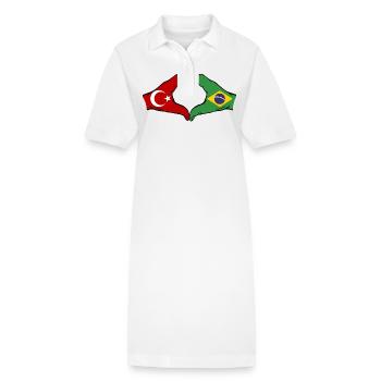 Türkei Brasilien Flagge Hände Herzform - Stanley/Stella Frauen Bio-Polokleid PAIGER - Weiß - Vorne