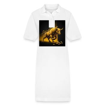 Golden Bull - Succès, Richesse, Argent, Marché boursier - Robe polo bio PAIGER Stanley/Stella Femme - blanc - Devant