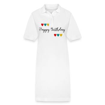 Birthday. HAPPY BIRTHDAY. Happy birthday. - Stanley/Stella PAIGER Organic Women’s Polo Dress - white - Front