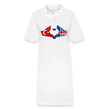 Turquie Islande drapeau mains forme coeur utilisé - Robe polo bio PAIGER Stanley/Stella Femme - blanc - Devant