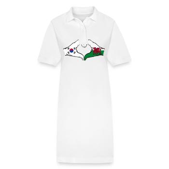 Südkorea Wales Flagge Hände Herzform - Stanley/Stella Frauen Bio-Polokleid PAIGER - Weiß - Vorne