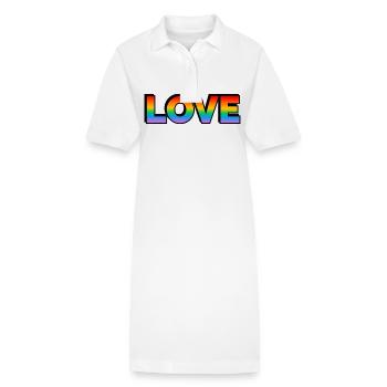 LOVE LGBT Pride Month texte arc-en-ciel - Robe polo bio PAIGER Stanley/Stella Femme - blanc - Devant