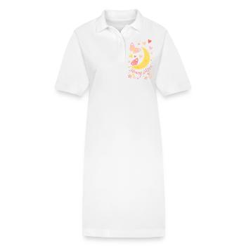 Lune de miel avec fleurs de coeur de lune et papillons - Robe polo bio PAIGER Stanley/Stella Femme - blanc - Devant