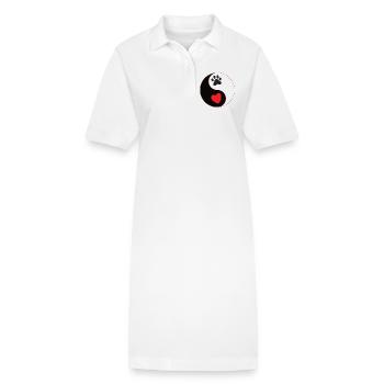 Hund - yin & yang Pfote mit Herz Hundeschule Gassi - Stanley/Stella Frauen Bio-Polokleid PAIGER - Weiß - Vorne