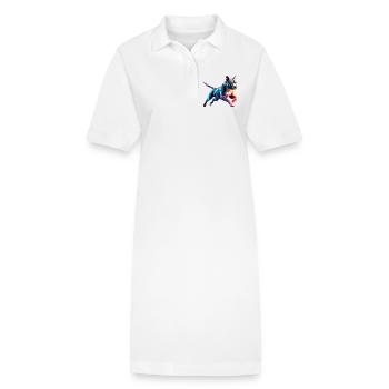 chien Staffordshire bull terrier origami 3d - Robe polo bio PAIGER Stanley/Stella Femme - blanc - Devant