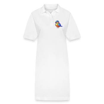 Mésange coloré Kawaii personnage de dessin animé oiseau - Robe polo bio PAIGER Stanley/Stella Femme - blanc - Devant