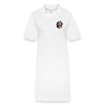 Tibet Terrier mit Sonnenbrille - Stanley/Stella Frauen Bio-Polokleid PAIGER - Weiß - Vorne