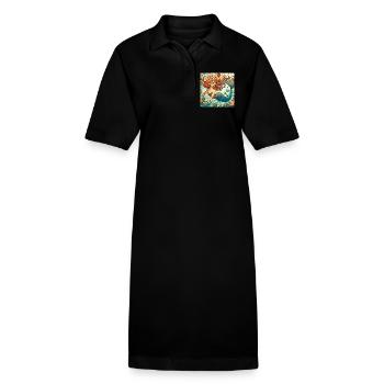 Mermaid Mermaid Red Hair Art Nouveau Gift - Stanley/Stella PAIGER Organic Women’s Polo Dress - black - Front