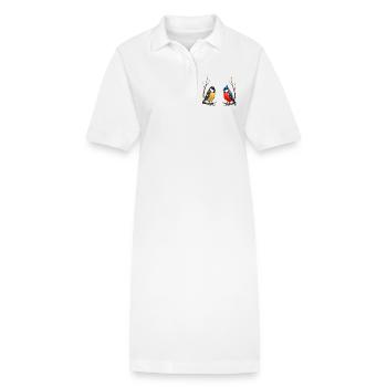 Oiseaux chanteurs jumeaux en hiver - Robe polo bio PAIGER Stanley/Stella Femme - blanc - Devant