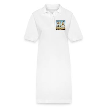 Potins de la côte : Troupe d’oiseaux bizarres - Robe polo bio PAIGER Stanley/Stella Femme - blanc - Devant