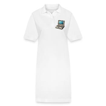 Ordinateur portable rétro Style Illustration - Robe polo bio PAIGER Stanley/Stella Femme - blanc - Devant