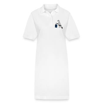 Pigeon with Valise – Illustration urbaine minimaliste - Robe polo bio PAIGER Stanley/Stella Femme - blanc - Devant