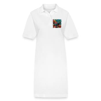 Panorama des plongeurs sur les récifs coralliens - Robe polo bio PAIGER Stanley/Stella Femme - blanc - Devant