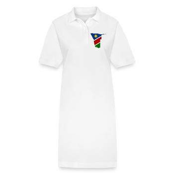 Namibia flag map - Stanley/Stella PAIGER Organic Women’s Polo Dress - white - Front