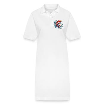 Japanischer japanischer Koi-Karpfenfisch - Stanley/Stella Frauen Bio-Polokleid PAIGER - Weiß - Vorne