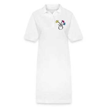 Dessin abstrait de fleurs dans un vase - Robe polo bio PAIGER Stanley/Stella Femme - blanc - Devant