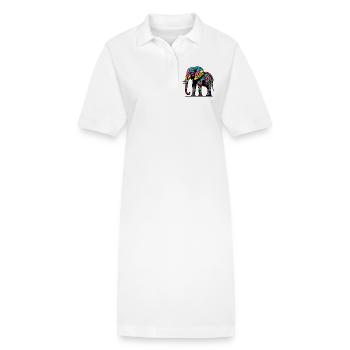Éléphant - Robe polo bio PAIGER Stanley/Stella Femme - blanc - Devant