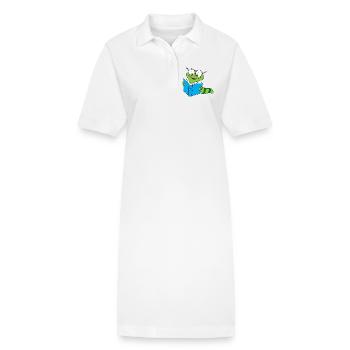 Nerd de bibliothèque lisant des livres Vers de terre - Robe polo bio PAIGER Stanley/Stella Femme - blanc - Devant