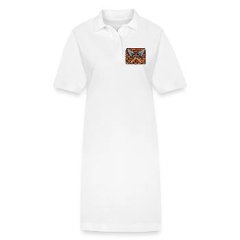 Maurersymbol: Überkreuzte Kellen vor Ziegelwand - Stanley/Stella Frauen Bio-Polokleid PAIGER - Weiß - Vorne