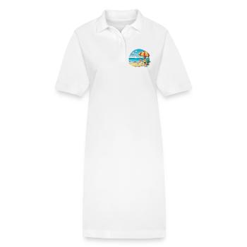 Strandurlaub Cartoon mit Sonnenschirm - Stanley/Stella Frauen Bio-Polokleid PAIGER - Weiß - Vorne