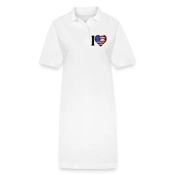 I ♥️ USA | Ich liebe die Vereinigten Staaten - Stanley/Stella Frauen Bio-Polokleid PAIGER - Weiß - Vorne