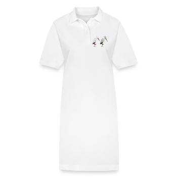 paire de cigognes - Robe polo bio PAIGER Stanley/Stella Femme - blanc - Devant