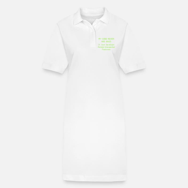 My code never has bugs, it just develops randomly - Stanley/Stella PAIGER Organic Women’s Polo Dress - white
