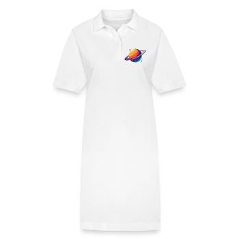 Neon Planetenkosmos Planet mit Ring und Monden - Stanley/Stella Frauen Bio-Polokleid PAIGER - Weiß - Vorne