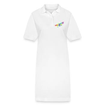 essaim de poisson coloré dans les couleurs vives - Robe polo bio PAIGER Stanley/Stella Femme - blanc - Devant