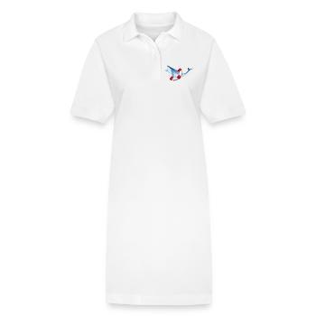 Poisson baleine bleu vif avec bouée de sauvetage - Robe polo bio PAIGER Stanley/Stella Femme - blanc - Devant