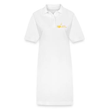 Illustration du soleil doré intégrée dans un mot - Robe polo bio PAIGER Stanley/Stella Femme - blanc - Devant