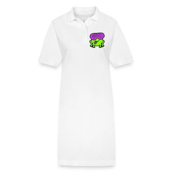 grenouille fête verres fentes langue sortir - Robe polo bio PAIGER Stanley/Stella Femme - blanc - Devant