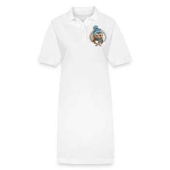 Dinde mignonne avec écharpe et chapeau à pompon. - Robe polo bio PAIGER Stanley/Stella Femme - blanc - Devant