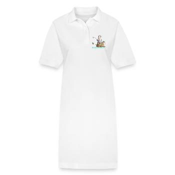 Funny Fishing Cow - Stanley/Stella PAIGER Organic Women’s Polo Dress - white - Front