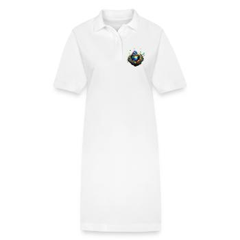 Oiseau fantaisie coloré. - Robe polo bio PAIGER Stanley/Stella Femme - blanc - Devant