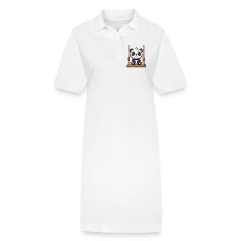 Mignon panda de dessin animé sur l’aire de jeux de balançoire - Robe polo bio PAIGER Stanley/Stella Femme - blanc - Devant