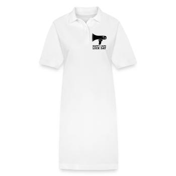 Journée joyeuse du Megaphone Verrouillage en majuscules, nerd - Robe polo bio PAIGER Stanley/Stella Femme - blanc - Devant